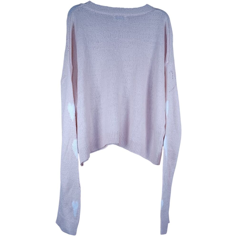 Pink Heart Sweater Soft Girl Balletcore Coquette Size Small Oversized Fit - Picture 5 of 8